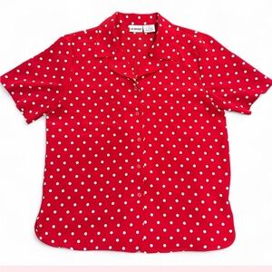 Liz Baker Red Polka Dot Button Down Shirt